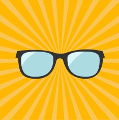 Glasses Yellow sunburst background