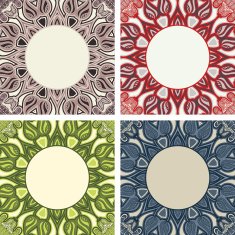 Set of colorful frames with oriental pattern N3