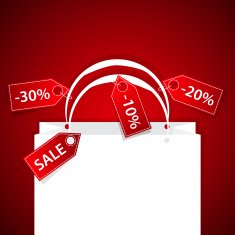 paper shopping bag with discount labels