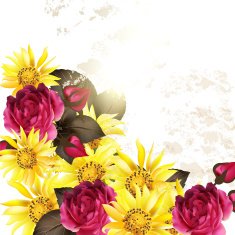 Floral vector background with rose flowers