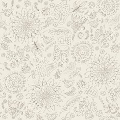 Monochrome seamless pattern with flowers N2