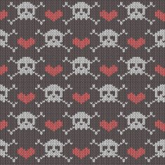 Knitted seamless pattern with skulls N2