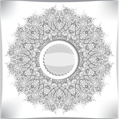grayscale invitation card on paper background with lace