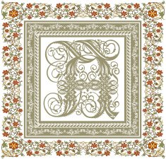 Drop cap Beautiful frame with a flower ornament N3