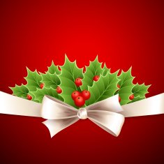 Vector christmas background with ribbon and holly N2