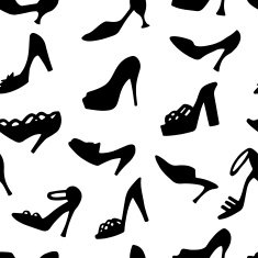 Seamless pattern with shoes in black and white