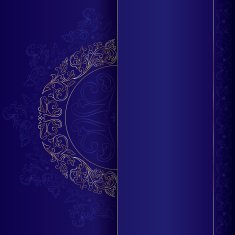 Vintage frame with gold floral elements on violet background