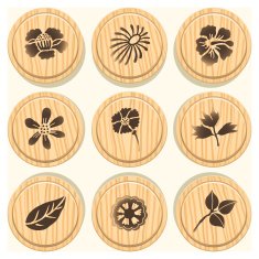 Wooden Flower Badges