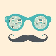 Hipster vintage sunglasses with flowers on pastel background