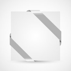 Decorative gray corner ribbon on blank paper card vector N2