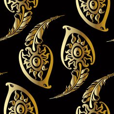 Beautiful peacock feathers Gold pattern N6