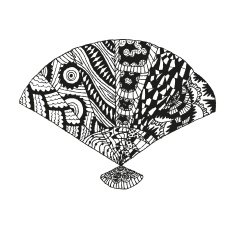 Hand drawn vintage fan N2