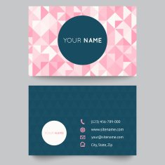 Business card template abstract crystal pink triangle background