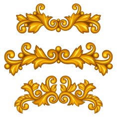 Set of baroque ornamental antique gold scrolls and vignettes N2