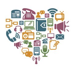 Communication Icons in Heart Shape N3