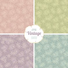 Seamless pattern with decorative flowers and lace texture Set