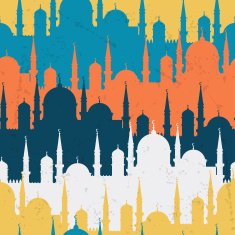 Islamic seamless pattern with mosques in flat design style N2