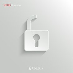 Unlock icon - vector white app button