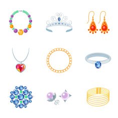 Jewelry Icons Flat N2