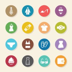 Clothing and Accessories Icons - Color Circle Series