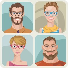 Four portraits of hipsters Male and female N4