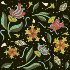 Flowers doodle seamless pattern 1 Vector illustration N2