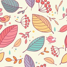 Seamless cute pattern with leaves