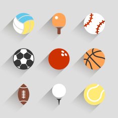 Sport balls icon set - vector white app buttons