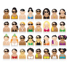 Set of peoples icons summer vacations