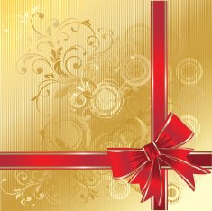 Red bow with christmas card