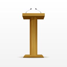 Vector Wooden Podium Tribune Rostrum Stand Isolated on White N2