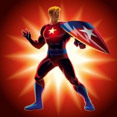 Superhero with the shield Vector illustration