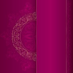 Vintage frame with gold floral elements on pink background
