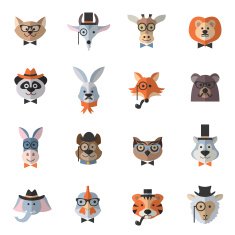 Animal Hipster Set