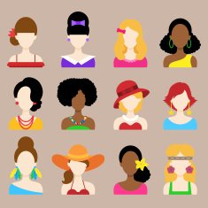 Set of Flat Icons with Women Characters N5