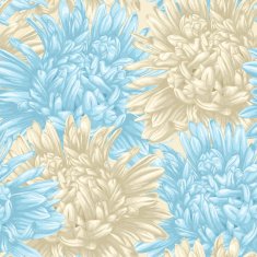 seamless background with beige and blue aster