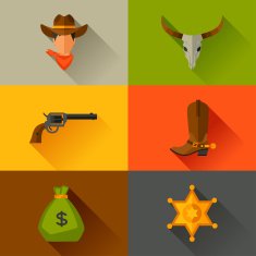 Wild west cowboy objects and design elements N5