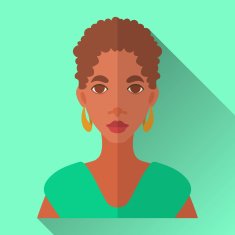 Flat style square shaped female character icon with shadow N34