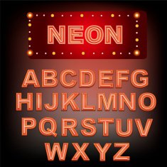 Neon alphabet Font with neon letters