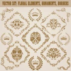 Set of vector damask ornaments N37