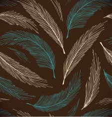 Turquoise and brown seamless vintage background with plumes