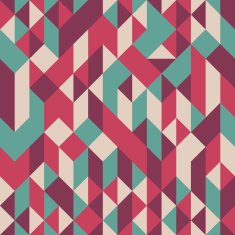 Abstract seamless pattern with cubes and triangles