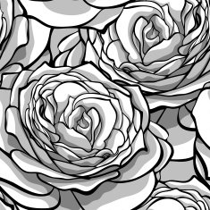 Beautiful monochrome black and white seamless background with roses N3