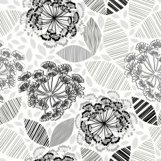 Monochrome seamless pattern of abstract flowers N20