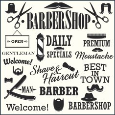 Barbershop Retro Creation Kit &ndash; Mustaches Beards Titles and other