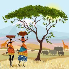 African women in mountain landscape N4