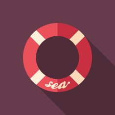 Lifesaver flat square icon with long shadows