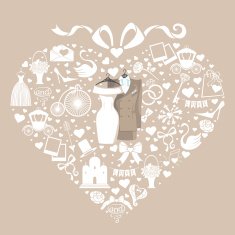 Hearts composition Design with Wedding clothers