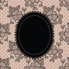 Black elegant doily on lace background