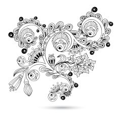 Flower pattern engraving scroll motif for card N3